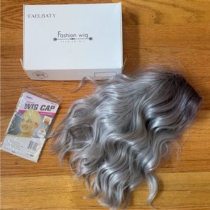 Silver Ombre fashion wavy hair wig with 2 caps.